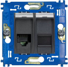 Розетка сдвоенная RJ11+RJ45 Livinglight, кат. 5E (антрацит) Розетка сдвоенная RJ11+RJ45 Livinglight, кат. 5E (антрацит)
