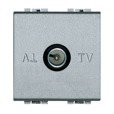 Экранированная TV розетка Livinglight оконечная, 2 модуля (алюминий)