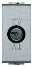 Экранированная TV розетка Livinglight проходная «папа», 1 модуль (алюминий)