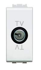 Экранированная TV розетка Livinglight проходная «папа», 1 модуль (белый)