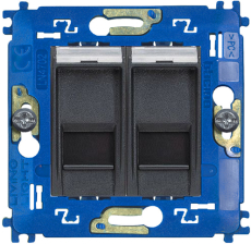 Розетка компьютерная RJ45 Livinglight двойная, кат. 5E (антрацит) Розетка компьютерная RJ45 Livinglight двойная, кат. 5E (антрацит)