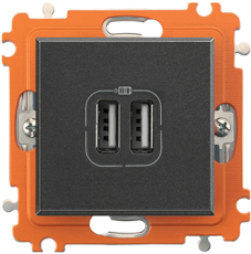 Разъем USB Axolute для зарядки, 2 модуля (антрацит)