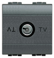 Экранированная TV розетка Livinglight проходная, 2 модуля (антрацит)