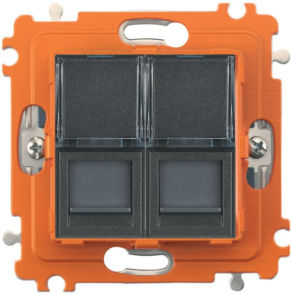 Розетка информационная Axolute RJ45 двойная 6 UTP (антрацит) Розетка информационная Axolute RJ45 двойная 6 UTP (антрацит)
