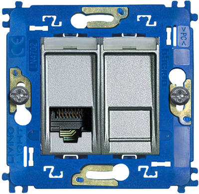Розетка сдвоенная RJ11+RJ45 Livinglight, кат. 6 (алюминий) Розетка сдвоенная RJ11+RJ45 Livinglight, кат. 6 (алюминий)