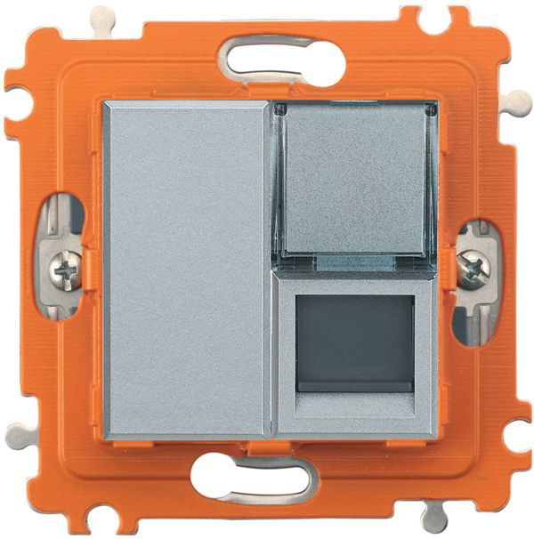 Розетка информационная Axolute RJ45 одинарная 6 UTP (алюминий) Розетка информационная Axolute RJ45 одинарная 6 UTP (алюминий)