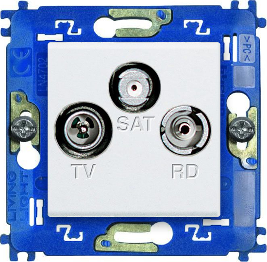Экранированная TV+RD+SAT розетка Livinglight оконечная коаксиальная для схемы «звезда» (белый) Экранированная TV+RD+SAT розетка Livinglight оконечная коаксиальная для схемы «звезда» (белый)