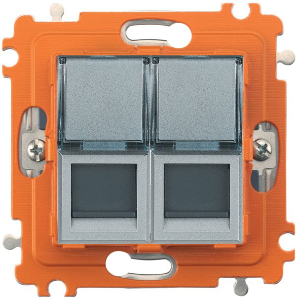 Розетка информационная Axolute RJ45 двойная 6 UTP (алюминий) Розетка информационная Axolute RJ45 двойная 6 UTP (алюминий)