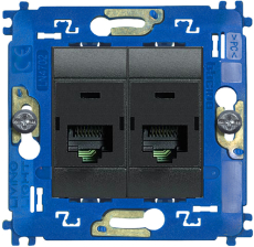 Розетка компьютерная RJ45 Livinglight двойная, кат. 5E (антрацит) Розетка компьютерная RJ45 Livinglight двойная, кат. 5E (антрацит)