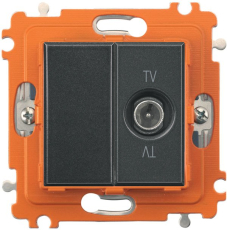 Розетка TV + SAT Axolute оконечная, 2 модуля (антрацит) Розетка TV + SAT Axolute оконечная, 2 модуля (антрацит)